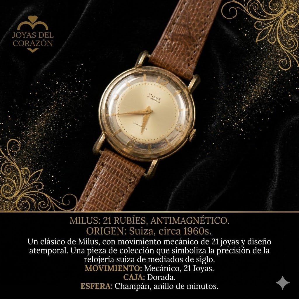 Reloj antiguo Milus vintage restaurado en Mar del Plata